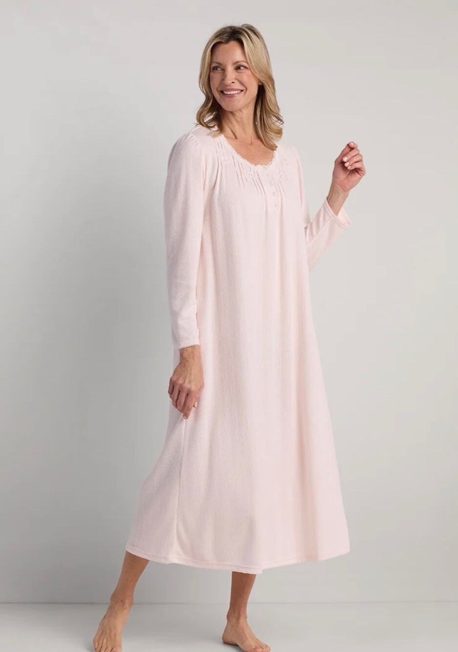 Vintage Miss Elaine Pink Lace Inserts Lingerie Nightgown Robe Set Small Dainty